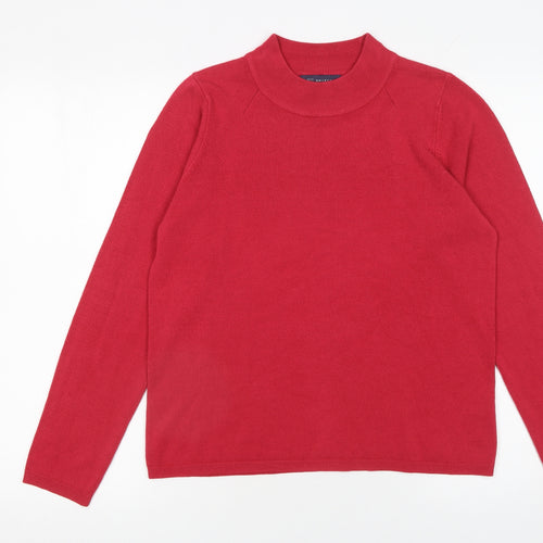 Marks and Spencer Womens Red Mock Neck Jumper Size 14 Acrylic Knit