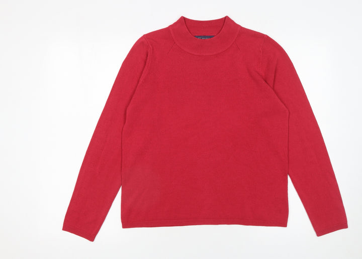 Marks and Spencer Womens Red Mock Neck Jumper Size 14 Acrylic Knit