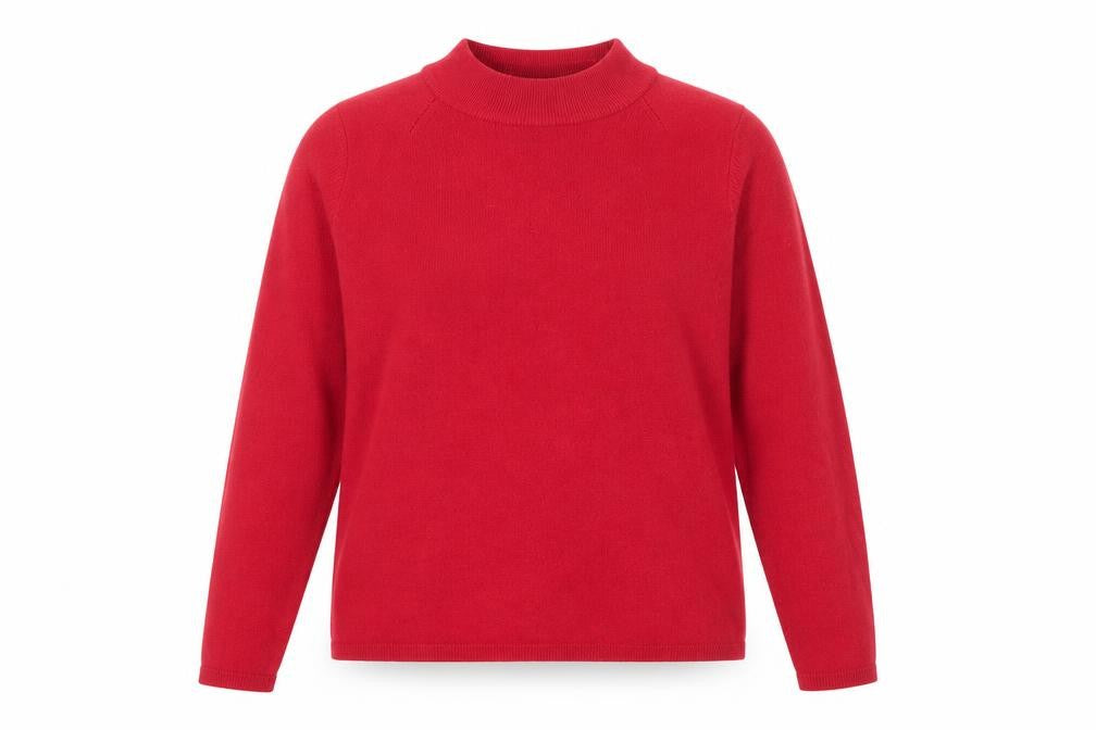 Marks and Spencer Womens Red Mock Neck Jumper Size 14 Acrylic Knit