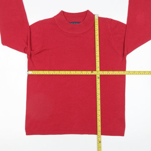 Marks and Spencer Womens Red Mock Neck Jumper Size 14 Acrylic Knit