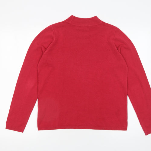 Marks and Spencer Womens Red Mock Neck Jumper Size 14 Acrylic Knit