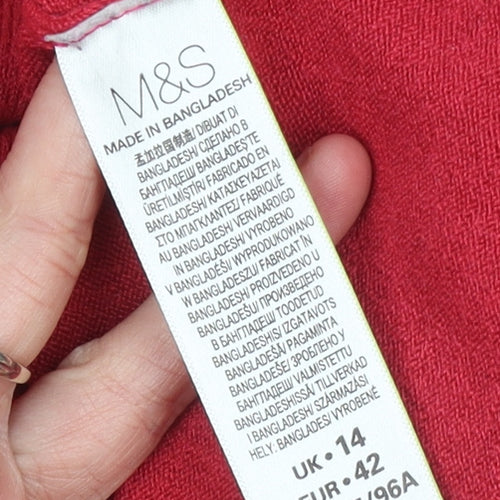 Marks and Spencer Womens Red Mock Neck Jumper Size 14 Acrylic Knit