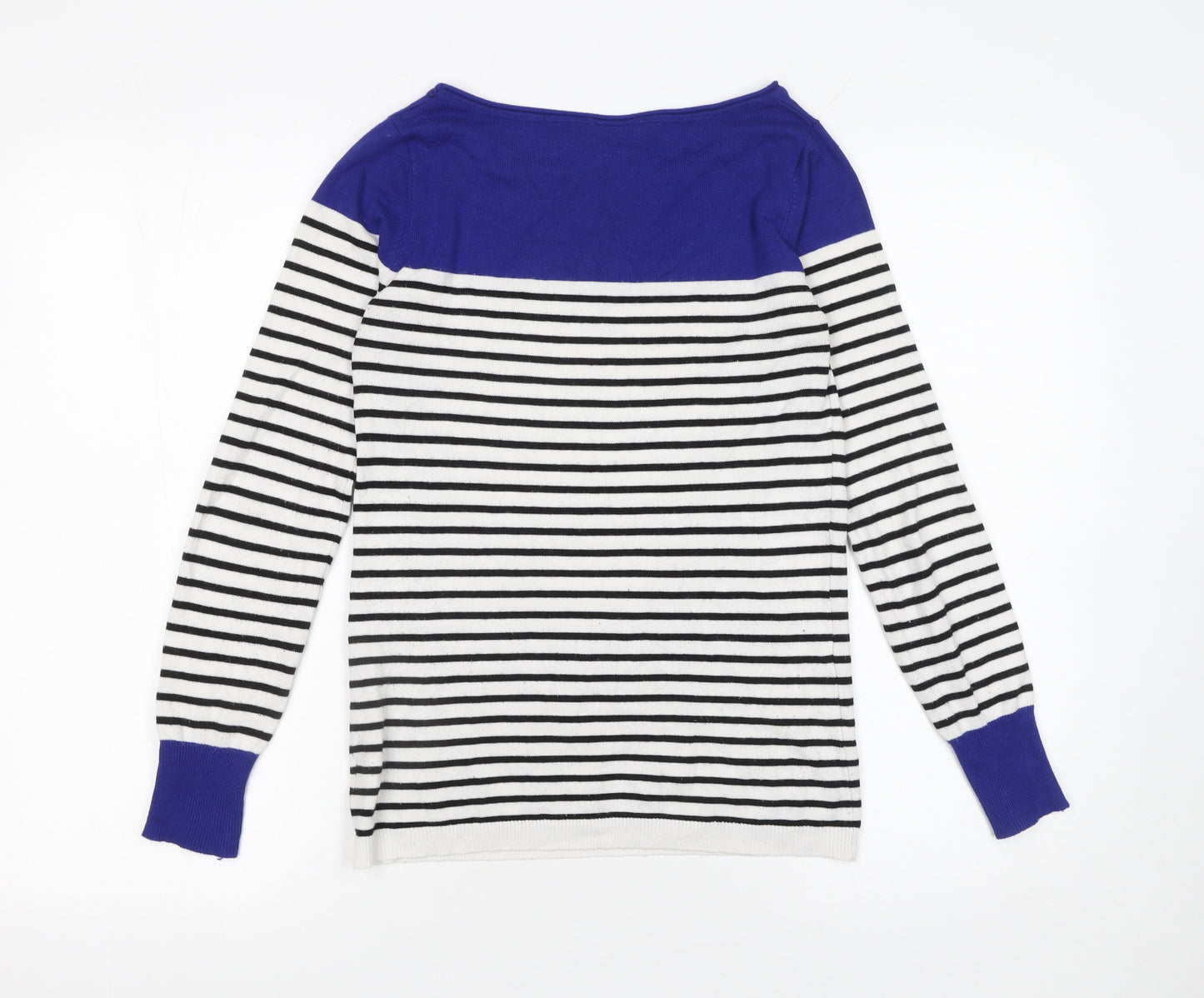 Nicole for F·R Women Blue & White Striped Boat Neck Jumper Size M