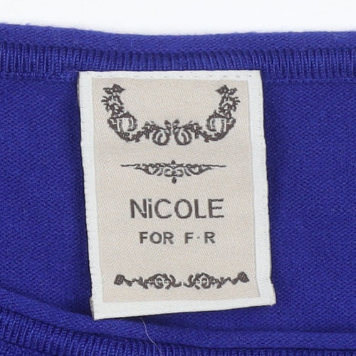 Nicole for F·R Women Blue & White Striped Boat Neck Jumper Size M