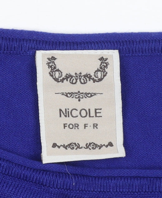 Nicole for F·R Women Blue & White Striped Boat Neck Jumper Size M
