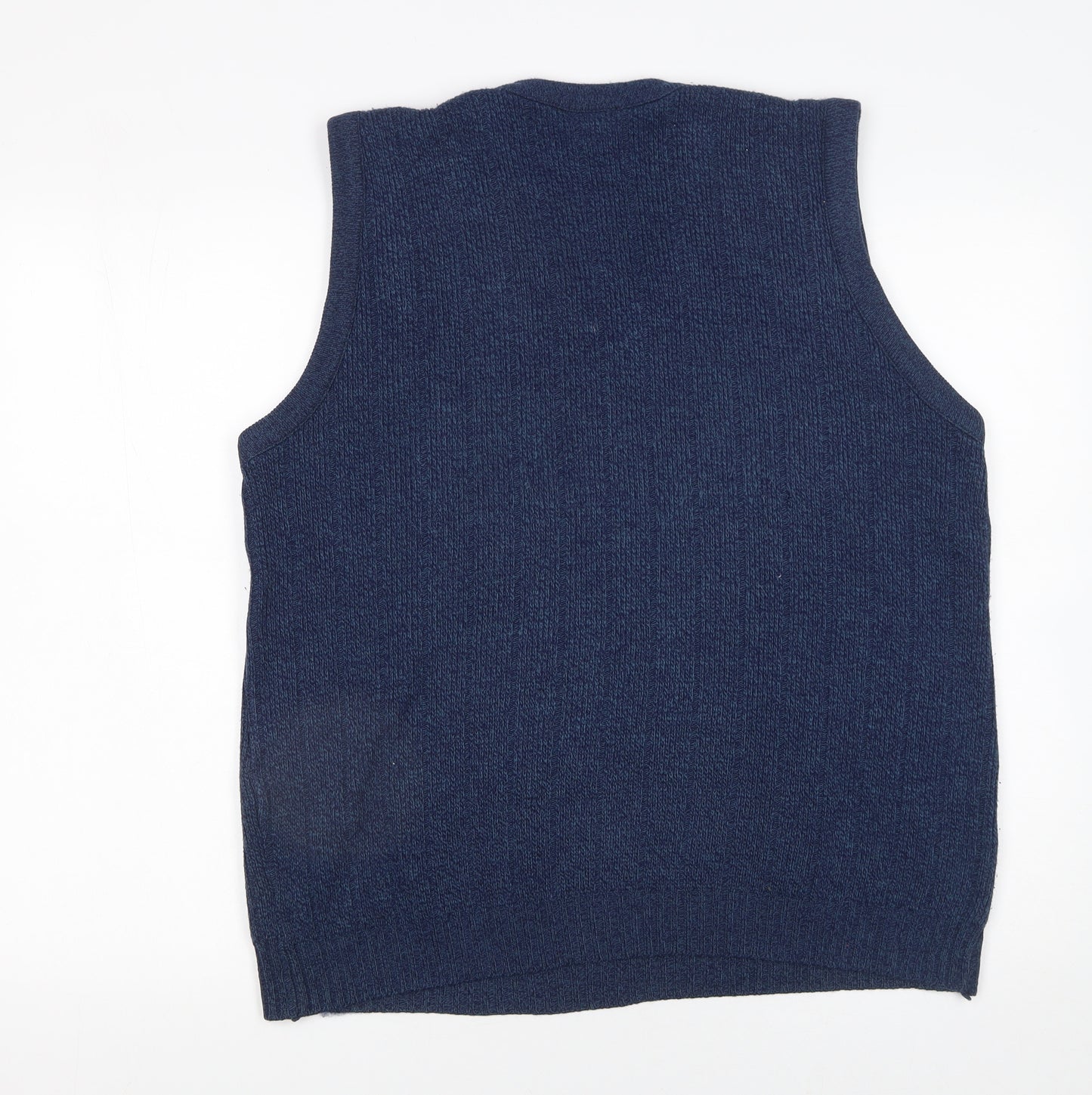 Menswear Blue Geometric Knit Acrylic Sleeveless Vest M