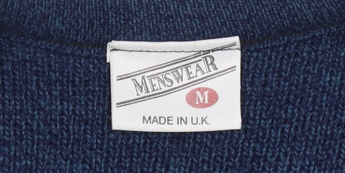 Menswear Blue Geometric Knit Acrylic Sleeveless Vest M