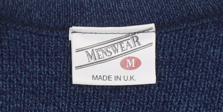 Menswear Blue Geometric Knit Acrylic Sleeveless Vest M