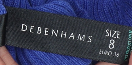 Debenhams Women Blue Roll Neck Long Sleeve Cotton Jumper Size 8