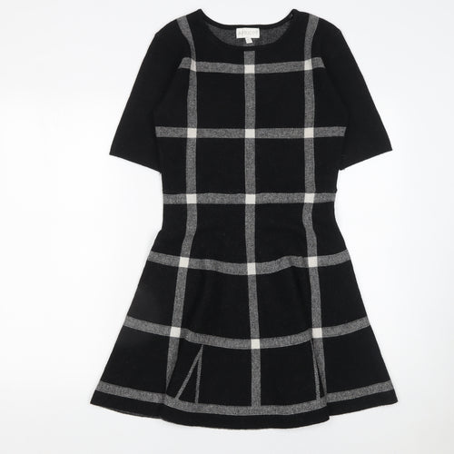 Apricot Women’s Black Check Fit & Flare Knit Dress Size 10