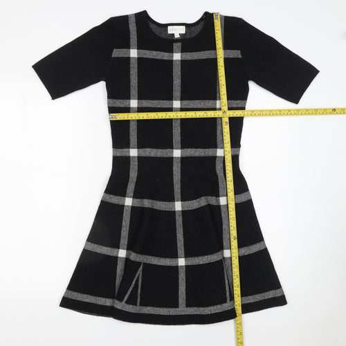 Apricot Women’s Black Check Fit & Flare Knit Dress Size 10