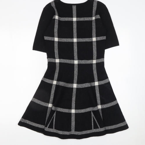 Apricot Women’s Black Check Fit & Flare Knit Dress Size 10