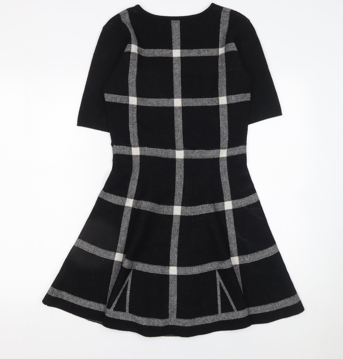 Apricot Women’s Black Check Fit & Flare Knit Dress Size 10