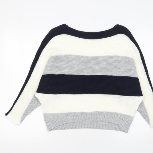 Quiz Women’s Multicoloured Striped Chunky Knit Boat Neck Jumper Size S