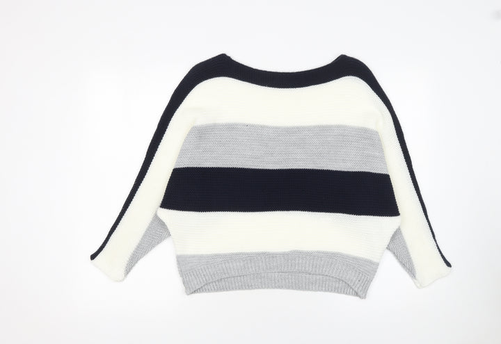 Quiz Women’s Multicoloured Striped Chunky Knit Boat Neck Jumper Size S