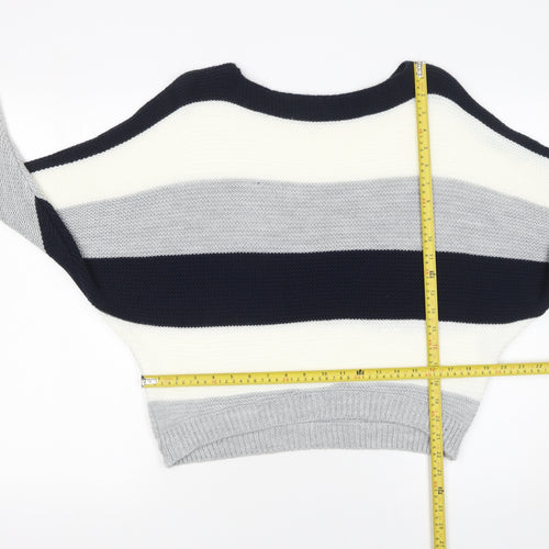 Quiz Women’s Multicoloured Striped Chunky Knit Boat Neck Jumper Size S