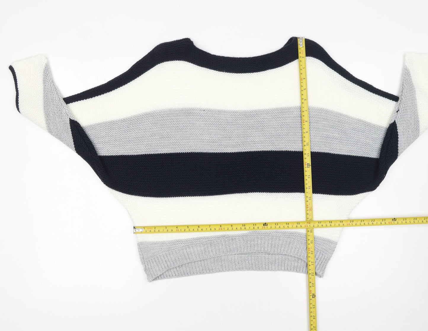 Quiz Women’s Multicoloured Striped Chunky Knit Boat Neck Jumper Size S