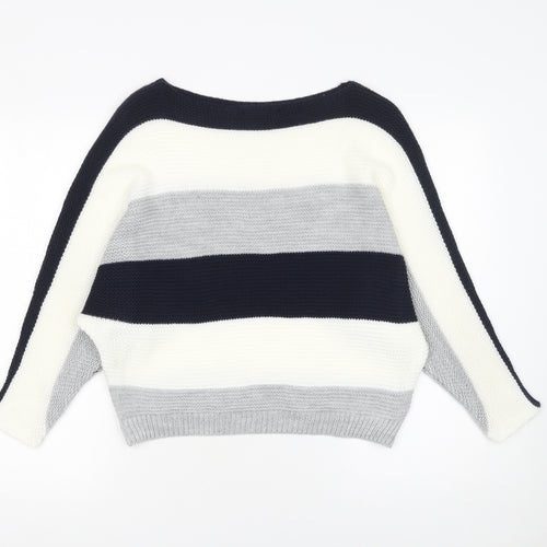 Quiz Women’s Multicoloured Striped Chunky Knit Boat Neck Jumper Size S