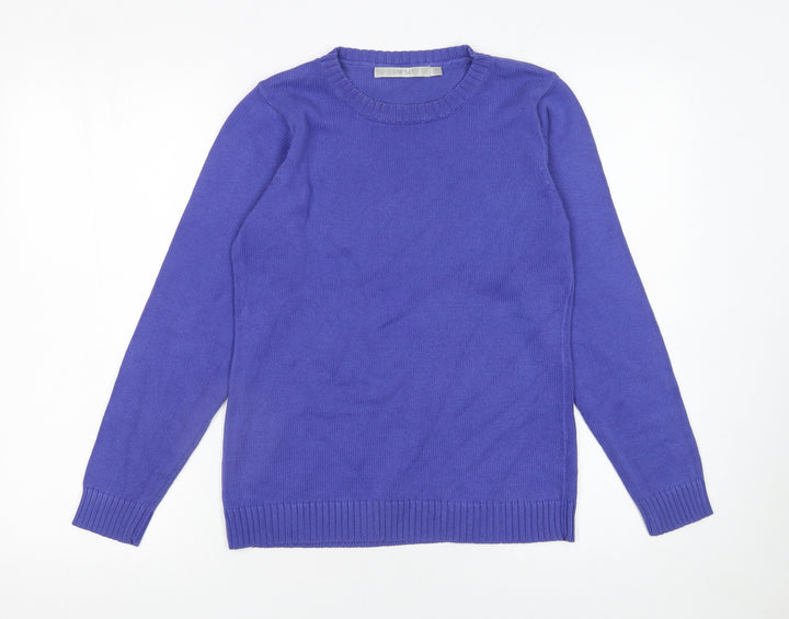 EWM Women’s Purple Cotton Crew Neck Jumper Size S 10-12