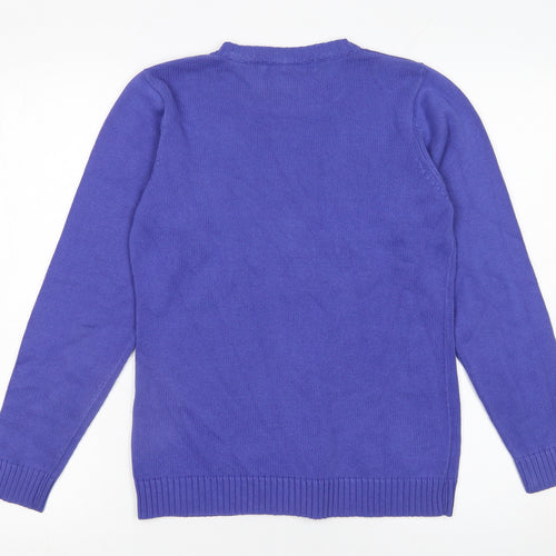 EWM Women’s Purple Cotton Crew Neck Jumper Size S 10-12