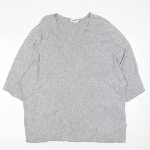 Studio 8 by Phase Eight Women's Grey V-Neck Knit Jumper Size 18