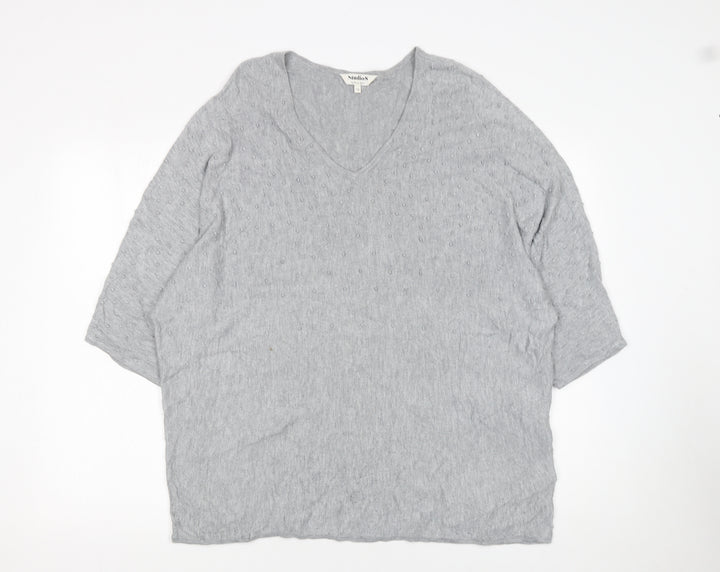 Studio 8 by Phase Eight Women's Grey V-Neck Knit Jumper Size 18