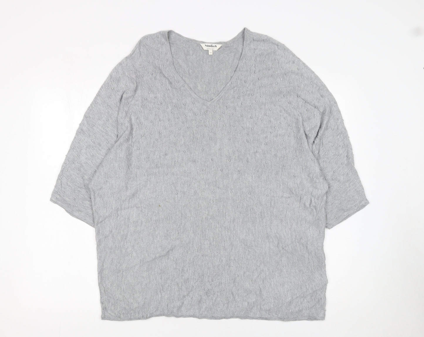 Studio 8 by Phase Eight Women's Grey V-Neck Knit Jumper Size 18