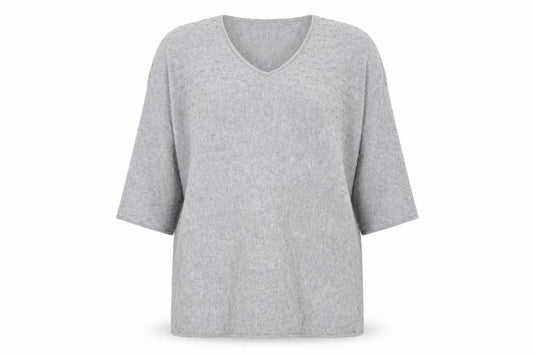 Front view of Studio 8 by Phase Eight Women's Grey V-Neck Knit Jumper, size 18