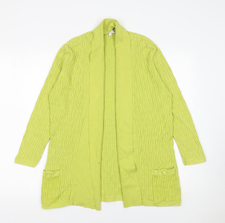 CC Womens Green Cotton Knit Long Sleeve Open Cardigan Size M