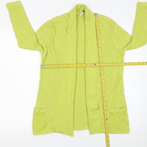 CC Womens Green Cotton Knit Long Sleeve Open Cardigan Size M