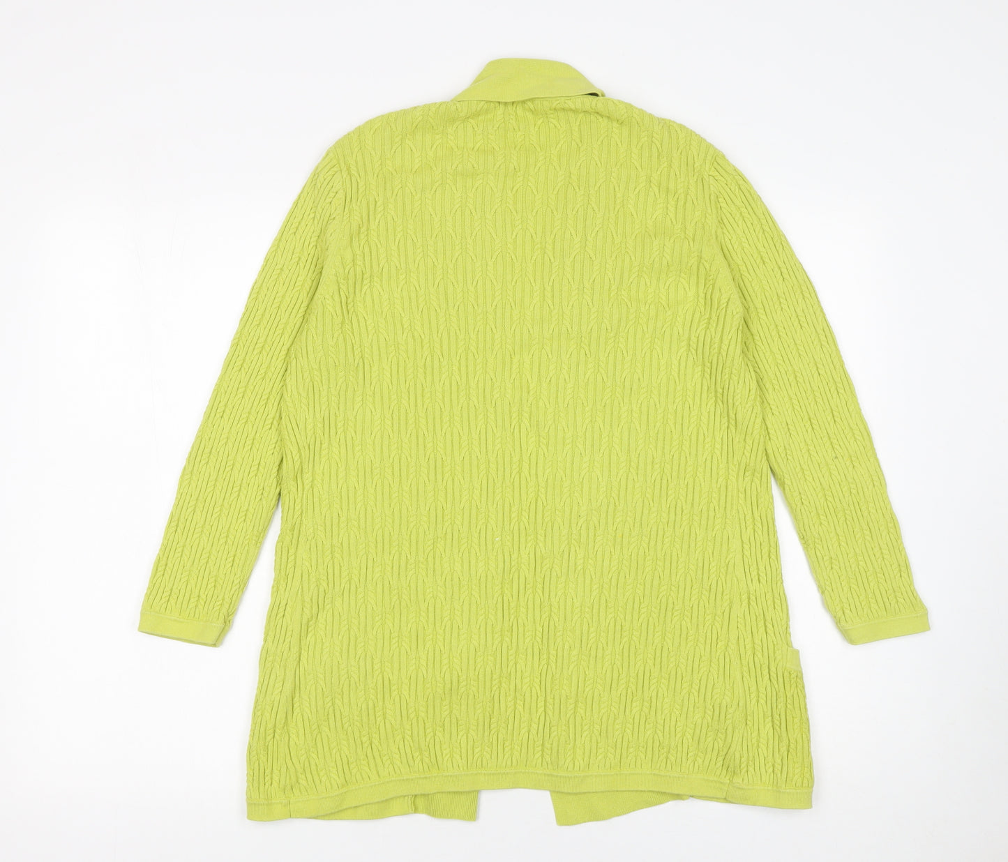 CC Womens Green Cotton Knit Long Sleeve Open Cardigan Size M