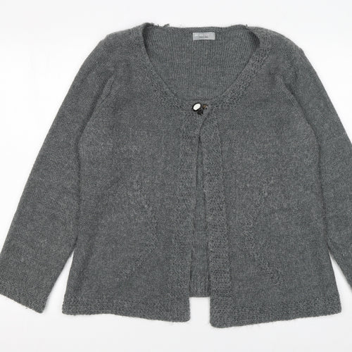 Marks and Spencer Women Grey L Knit Scoop Neck Long Sleeve Cardigan