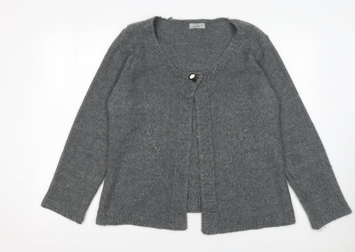 Marks and Spencer Women Grey L Knit Scoop Neck Long Sleeve Cardigan
