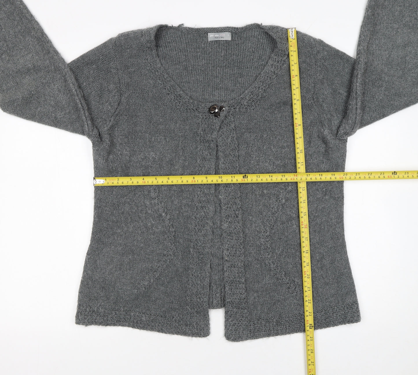 Marks and Spencer Women Grey L Knit Scoop Neck Long Sleeve Cardigan