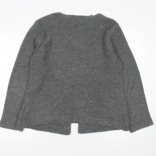 Marks and Spencer Women Grey L Knit Scoop Neck Long Sleeve Cardigan