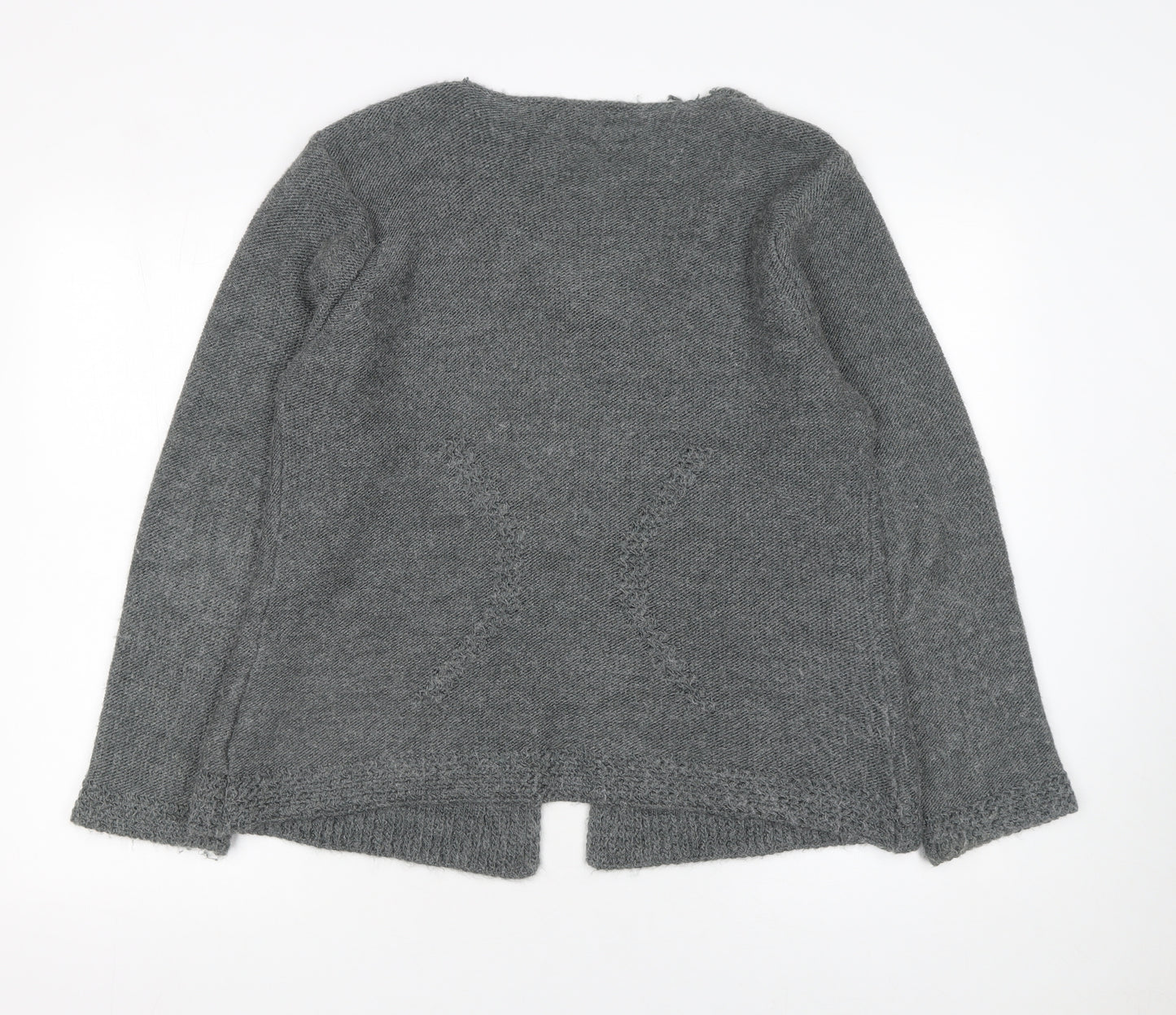 Marks and Spencer Women Grey L Knit Scoop Neck Long Sleeve Cardigan
