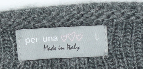 Marks and Spencer Women Grey L Knit Scoop Neck Long Sleeve Cardigan