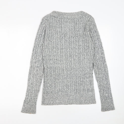 Superdry Women Grey Cable-Knit Pullover Jumper L