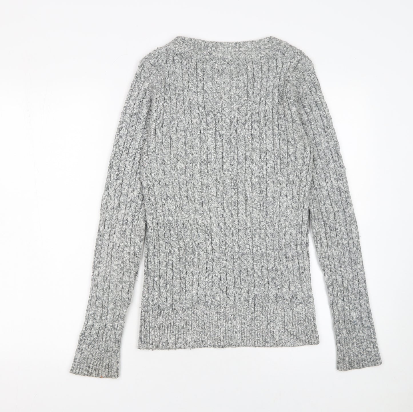 Superdry Women Grey Cable-Knit Pullover Jumper L