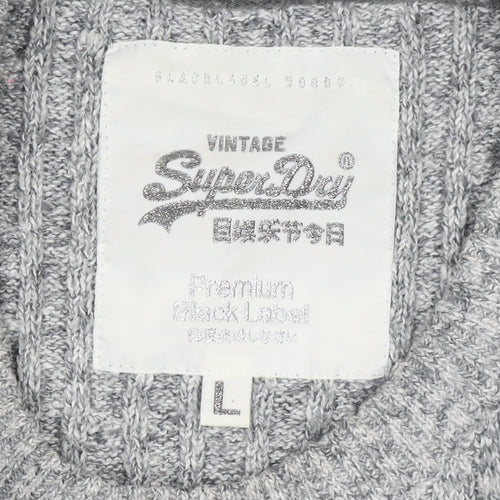 Superdry Women Grey Cable-Knit Pullover Jumper L