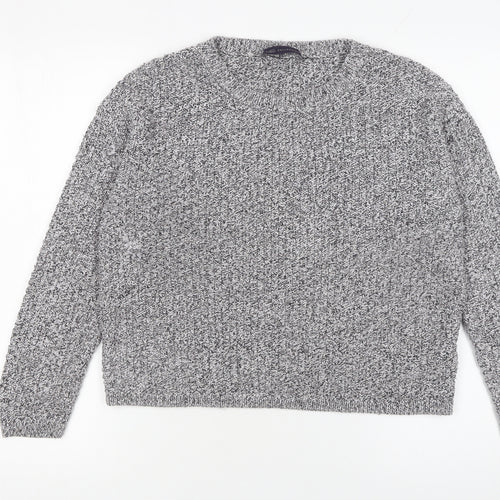 Marks and Spencer Women Grey Chunky-Knit Crew Neck Jumper Size 14