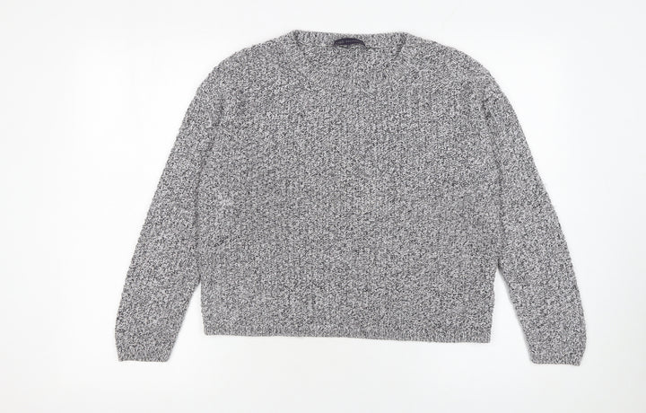 Marks and Spencer Women Grey Chunky-Knit Crew Neck Jumper Size 14