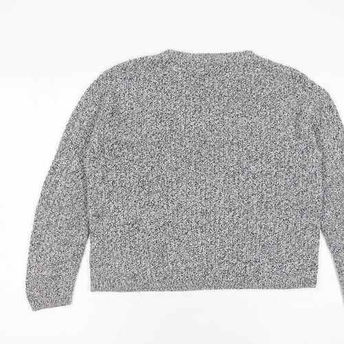 Marks and Spencer Women Grey Chunky-Knit Crew Neck Jumper Size 14