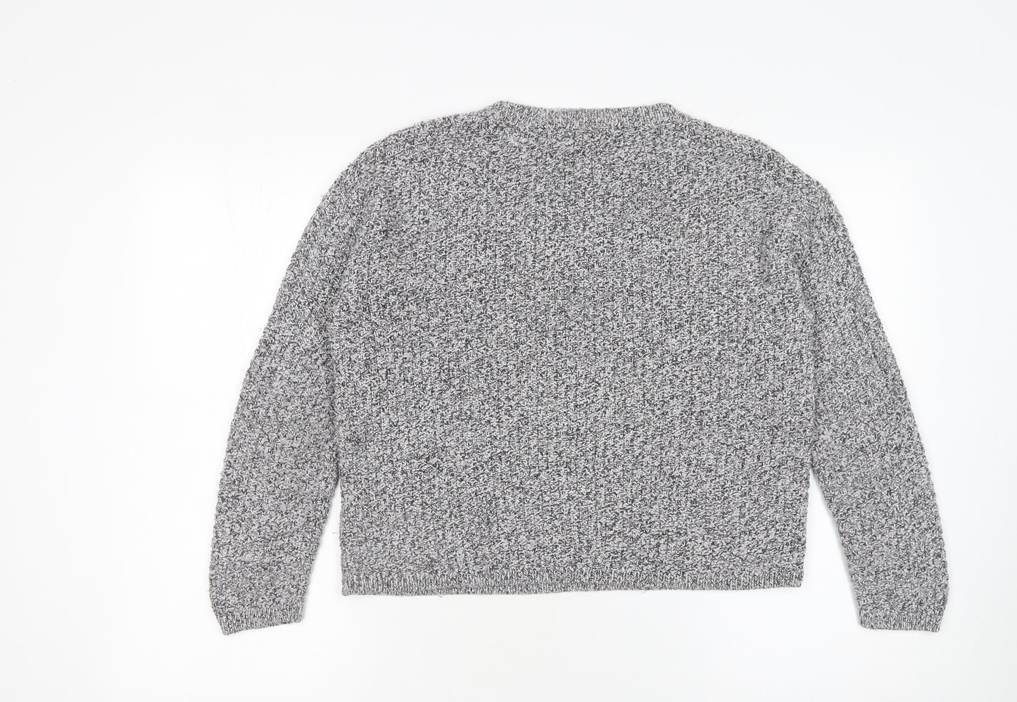 Marks and Spencer Women Grey Chunky-Knit Crew Neck Jumper Size 14