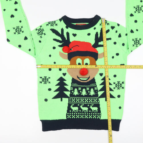 Noroze Women's Green Christmas Reindeer Pullover Jumper Size 10
