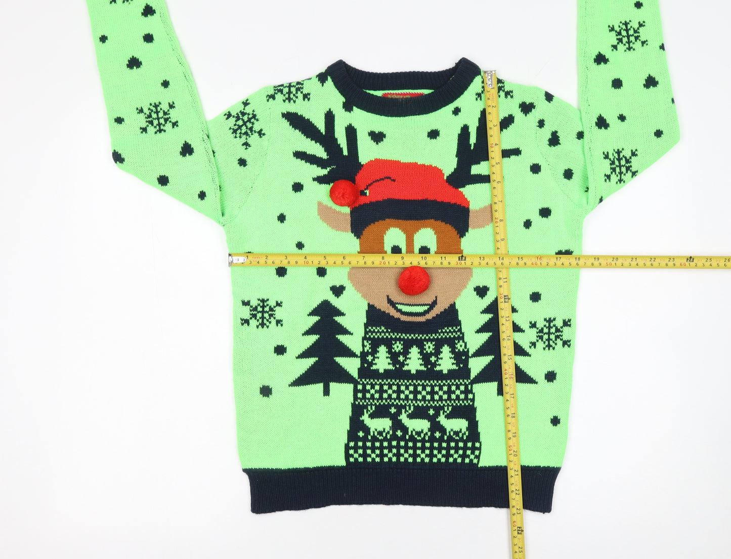 Noroze Women's Green Christmas Reindeer Pullover Jumper Size 10