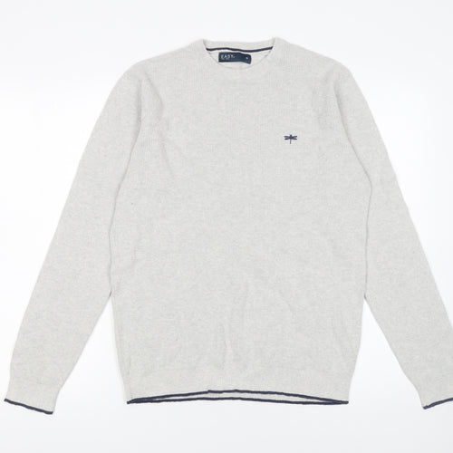 Easy Men’s Grey Waffle-Knit Cotton Pullover Jumper Size M