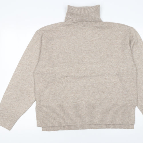 New Look Women Beige Roll Neck Knit Jumper Size M
