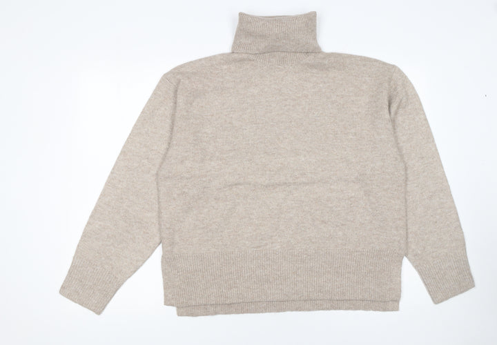 New Look Women Beige Roll Neck Knit Jumper Size M