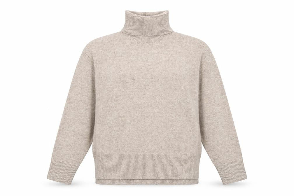 Front view of New Look Women Beige Roll Neck Knit Jumper, size M